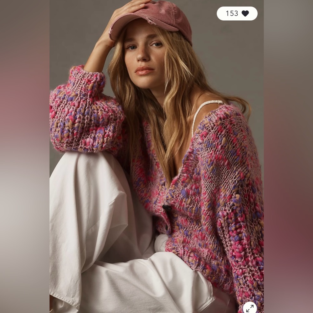 Line Speckled Cardigan Sweater